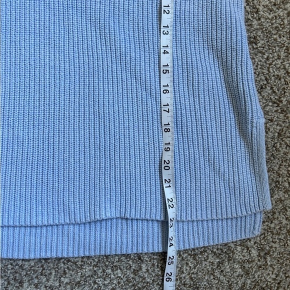 J. Crew Factory Pale Blue V-Neck Cable Knit Sweater Medium Casual Comfy - Picture 6 of 6